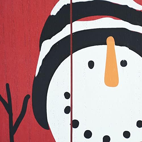 Creativewise božićni snjegović drveni zidni ploča s izrekom 'ovo je sezona koja je vesela, zimski znak, crveni i bijeli božićni ukrasi