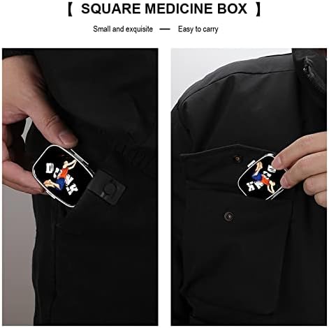 Kvadratna tableta košarkaška tableta kutija metalna lijekova za organiranje tableta za džepnu torbicu i putovanja 2.2x1.6in