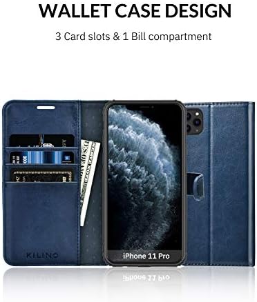 Torbica-novčanik KILINO za iPhone 11 Pro [Premium koža] [Soft TPU] [Zaključavanje RFID] [Амортизирующий branik] [Utora za memorijske