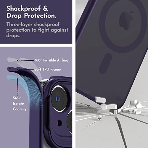 Niunisi magnetska futrola za iPhone 14 slučaj 6,1-inčni, vitak kockicu s zaštitnikom zaslona kompatibilan s magsafe šok-otpornim prozirnim