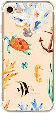 Slučaj iPhone SE 2022/iPhone SE Case 2020/iPhone SE futrola, Blingyjev uzorak kornjače s Ocean Fish Design Beach Style Transparent