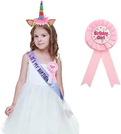 RIPBON GIRL RIPBON, ružičasta satenska tkanina za rođendansku djevojku Broš limene pločice, sretni rođendan princeza za zabavu za zabavu