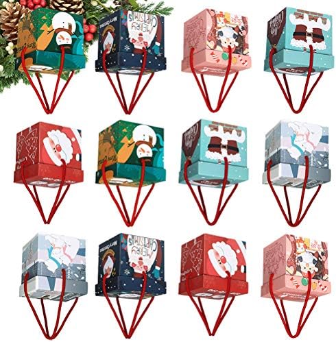 Podveznite 12pcs kvadratna kutija za bombone poklon pakiranje božićna tematska kutija za papir za zabavu nasumični stil božićni ukras
