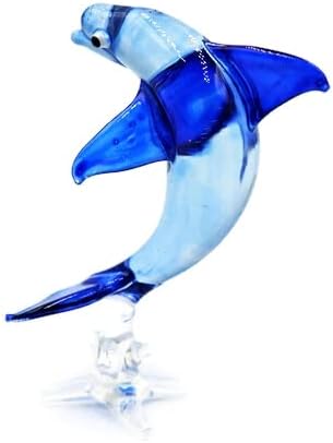 1ShopForyou 2½ Visoko plavi duphin minijaturni ručno ispuhana staklena morska riba figurice životinje Status kolekcionarski dekor darovi