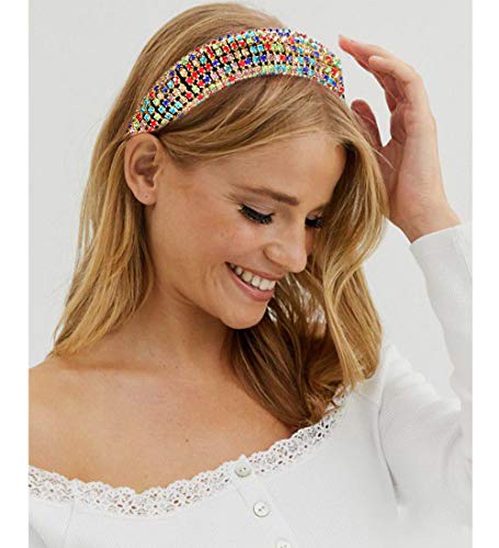 + Trake za glavu od rhinestona za žene ukrašene kristalima duge, nježna traka za glavu s draguljima, široki baršunasti dodatak za kosu