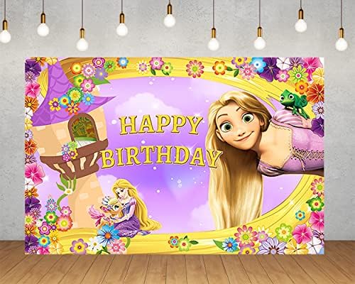 Žuta pozadina princeze Rapunzel za ukrašavanje rođendanske zabave, zamršeni banner za tuširanje za bebe, pribor za zabavu od 5 93 metra