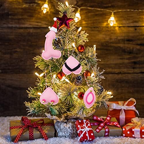 4pcs mali privjesak dekor za božićno drvce, smiješni božićni ukras viseći dekor za božićno drvce, božićni vijenac （Pink）