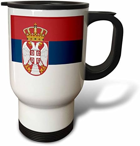 3Drose Zastava Srbije crveno plave bijele trake Trobojka Stripes Orao Orao od nehrđajućeg čelika Putnička šalica, 14 oz, višebojna