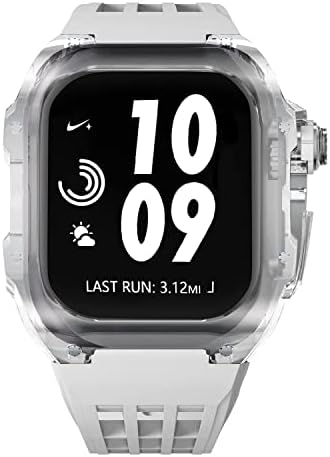 Kqoo prozirna futrola za Apple Watch Band Ultra 45 mm modifikacija kompleta za modifikaciju fluororubber remen za IWatch seriju 44