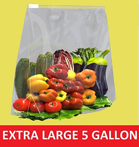 [Količina 10] Pack-velika debela plastična vrećica-dno proširivo - vrh s klizačem - volumen 5 galona-3,5 ml-za hranu, zamrzivač, putovanja,
