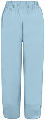 Pamučne lanene hlače ženske ljetne casual Capri hlače s džepovima visokog struka udobne hlače za plažu od maslačka