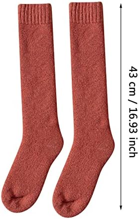 Vunene čarape do teleta donje ženske jesenske / zimske čarape s ekstra debelim vunenim prstenom za toplinu i voluminoznim pahuljastim