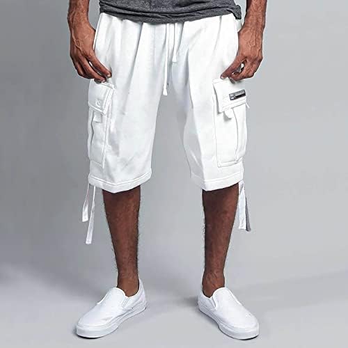 Muške teretne kratke hlače, muške ljetne kratke hlače labave ležerne hlače s više džepa s remenom i izvlačenjem kratkih kratkih hlača