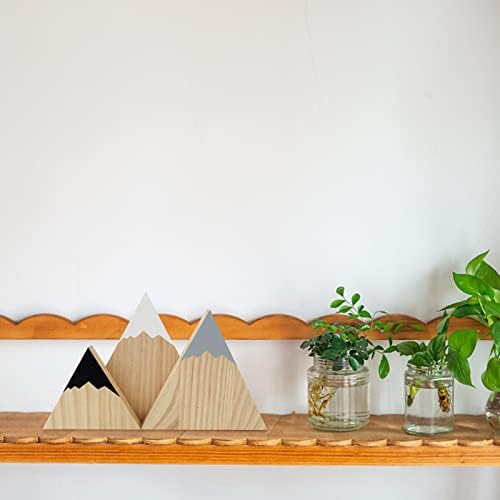 3 PCS drveni planinski dekor, Mini Wood Mountain Art Art, Mountain Shelf Decor Mountain Wooden Signs