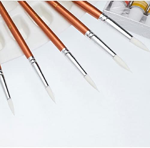 Trexd 12 komada/set drvenih ručica najlonske boje za lakiranje kose kružni akvarelni akrilna boja četka za olovku za olovku pribor