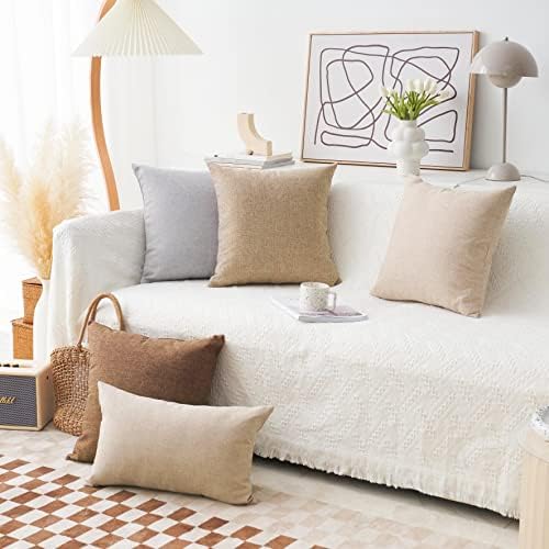 Kućni sjajni obloženi laneni burlap pravokutni naglasak jastučni jastuk pokrivač jastuka za kauč za spavaću sobu, 12x20 inča, set od