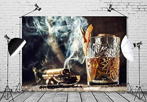 Pozadina za cigare i viski od tkanine od 7 do 5 stopa za fotografiranje goruća cigareta bačva za viski čaša za vino pozadina cigara
