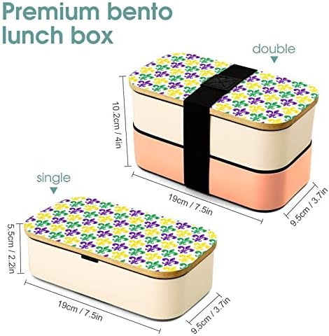 Mardi Gras Fleur de Lis Bento kutija za ručak za ručak bez propuhavanja Bento Box Food Spremnici s 2 odjeljka za izletnicu izletnice