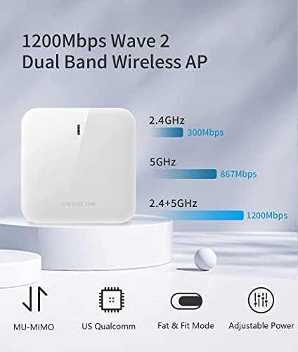 Bežični WiFi pristupna točka ︱Daual Band AC1200 Wave 2.0︱poe Gigabit Powered Port︱4 x 4 Mu-mimo︱seamless Roaming za zatvoreni zid/strop