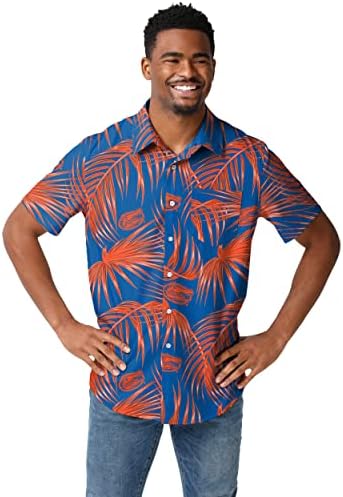 Muška majica s dugmadima s cvjetnim i tropskim printom s logotipom tima s koledža iz amea iz amea