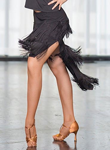 Jezisyma slojeviti obrubljeni rese crne kristalne latino salsa praksa plesna suknja