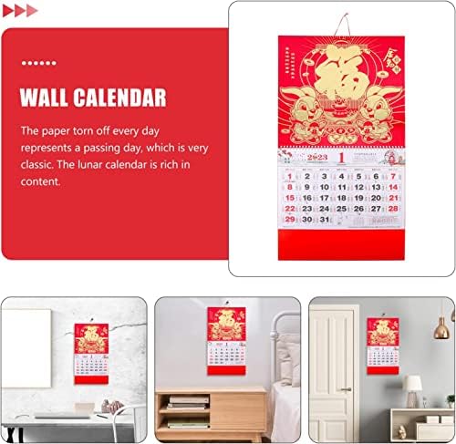 2023. kineski kalendar, obiteljski kalendar, 4pcs viseći uredski raspored zečjeg zida tjedni uvjeti dekor dekor crveni stil ukrasi