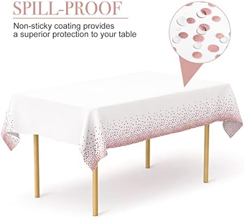 Homix plastični stolnjaci za stolove za pravokutnike, 6 pakiranja za jednokratne stolne krpe za zabavu, ružičasto dot konfetti pravokutni