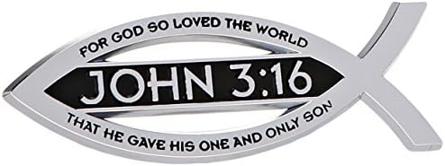 Elektroplate Ivan 3:16 Za Boga tako je volio svjetski kršćanski ribe Text themblem Premium kromirani metalni religiozni automobil kamion