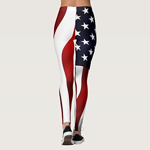 Ženske tajice s visokim strukom s uzorkom 4. srpnja neprozirne sportske hlače za kontrolu trbuha s američkom zastavom