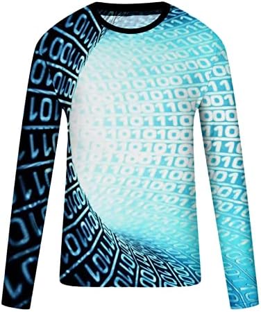Muška majica s dugim rukavima s dugim rukavima od 3 inča s grafičkom optičkom iluzijom osnovne majice s okruglim vratom s ležernim