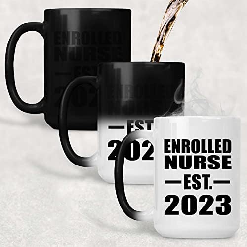 DesignSify upisana medicinska sestra uspostavljena EST. 2023, 15oz boja za promjenu šalice osjetljive magične ručke čajne čajnice,