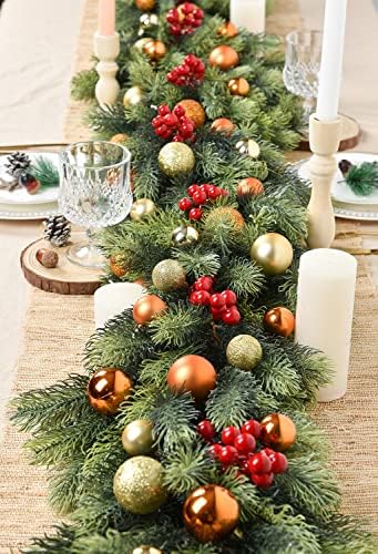 Gomat 6ft Božićno vijenac, božićno zelenilo vijenac realistični cedar umjetni čempres vijenac za odmor mantel kamin stol središnji
