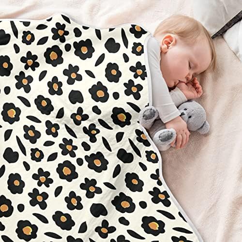 Pigsaly proljetna slatka crni cvjetni deke za bebe 30 x 40 u srcu cvjetni deka za malu djecu deka za novorođenčad deke vrtić za kolica