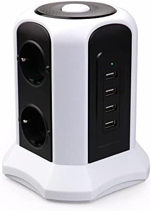 Power Strip Tower Protector Smart Home Električno punjenje stanice 2500W 6A 10 Outleta 4 USB priključaka s 2M produžnim kabelom