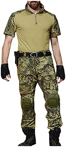 Muškarci taktičke majice vrhovi i hlače postavljaju kamuflažni kratki rukavi za kampiranje trening majice bluza teretna hlača odijelo