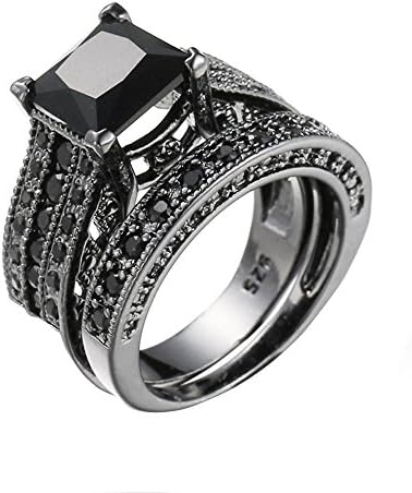 Diamond 2-in-1 set Band Black Womens Silver zaručnički vintage prsten za vjenčanje prstenovi Lažni zlatni prstenovi dječaci prstenovi