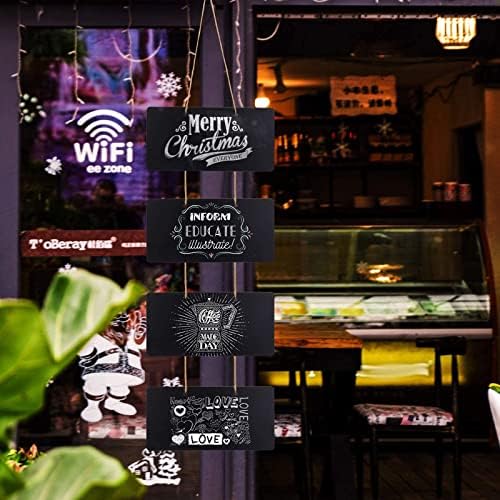 6 PCS Viseća ploča s kredom, drveni pravokutni ploče s nizovima s znakovima za znakove poruke, kućni ured za vjenčanje restorani kafići