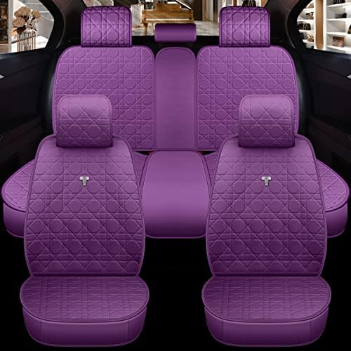 Begonydeer ljubičasta kožna prednja i stražnja sjedala pokriva Univerzalna prekrivača autosjedalice Potpuni set faux kožna sjedala