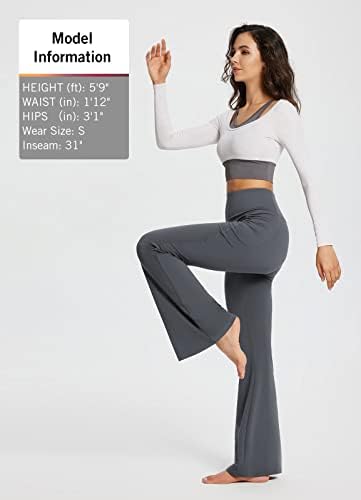 Baleaf ženske gamaše s džepovima, hlačama za bljeskalice bootcut joga hlače visoki struk trening casual kontrola trbuha