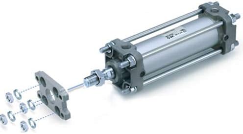SMC CA2 Zračni cilindar šipki - provrt 63 mm, udar od 300 mm, 20 mm šipka, M18x1.5 muški navoj, pojedinačna šipka, prirubnica, montaža