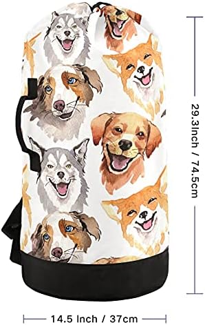 Slatki Corgi haski pas torba za pranje rublja u akvarelu veliki ruksak za pranje rublja s naramenicama vodootporna torba za pranje