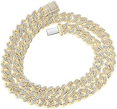 10-karatna Muška ogrlica od okruglog dijamanta od žutog zlata, 20-inčna kubanska ogrlica od lanca 11-3/8 inča