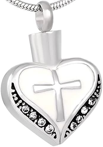 Križ u obliku srca od nehrđajućeg čelika urna spomen na pepeo kućnih ljubimaca nakit Kremacijski Privjesak Ogrlica