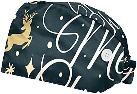 Niaocpwy ručno nacrtano božićno drvce crno -bijela radna kapa s gumbima i podesivim zmajnim kaputima za žene