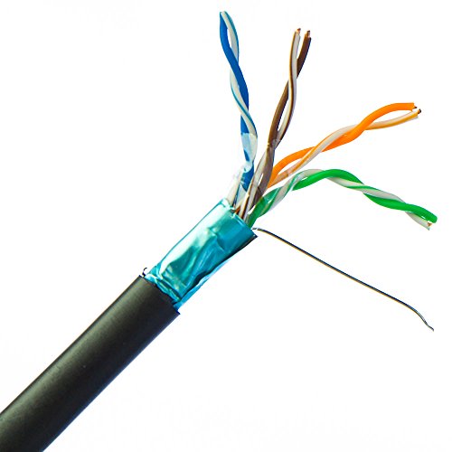 Izravni ukop/vanjski ocijenjeni oklopljeni CAT6 Crni Ethernet kabel, čvrst, 23 AWG, kalem, 1000 stopa