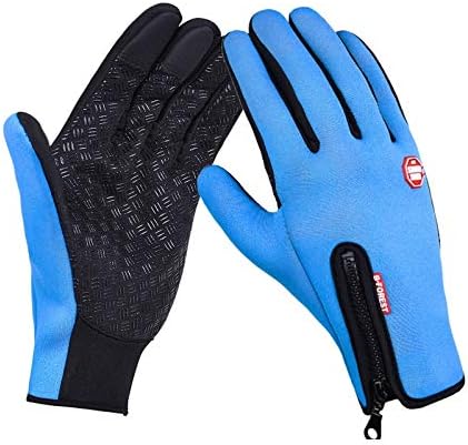 Elonglin Unisex Sportski biciklističke rukavice Zimi topli dodirni zaslon Fleeceovi plavi silikon S