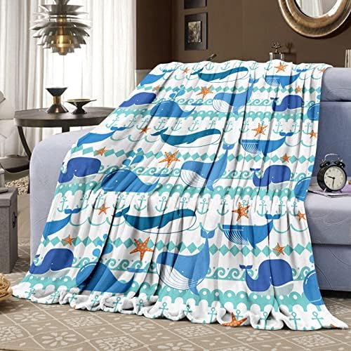 Biapijski pokrivač kitova, deka za dječje kitove za dječake, mekana topla pokrivač za djecu, Ocean Blue Whale Bling Decket poklon,