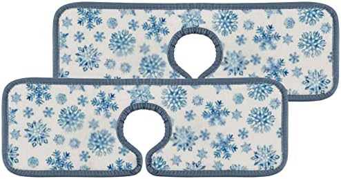 Kuhinjska slavina upija prostirka 2 komada božićna plava akvarela snježne pahuljice slavina sudoper za prskanje štitnika za kupaonicu