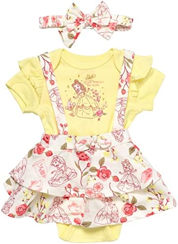 Disney Princess Belle novorođenčet za djevojčice 3 komada odjeća: Bodysuit French Terry Jumper traka žuta 3-6 mjeseci