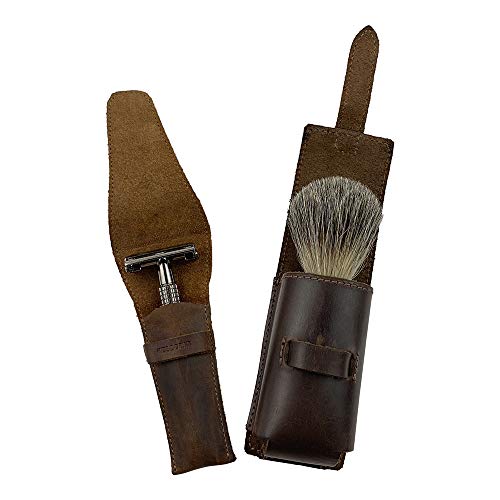 Sakrij i popij, kožna sigurnosna torba za brijanje i Futrola za četkicu za brijanje - ručno izrađena zaštitna putna torba